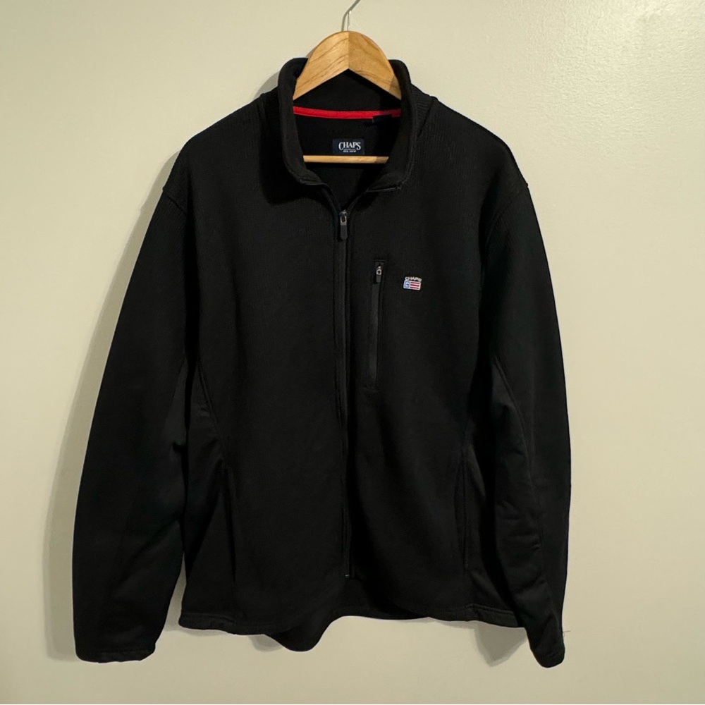 Chaps Men’s Black Textured Knit Softshell Full Zip Jacket Size XXL